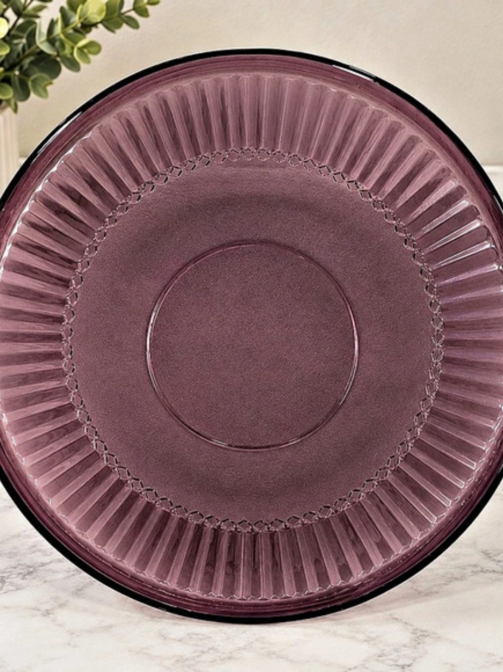 Vintage Luminarc Louison Amethyst Purple Glass Cake Platter